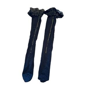 Black Studded Knee High Sheer Socks